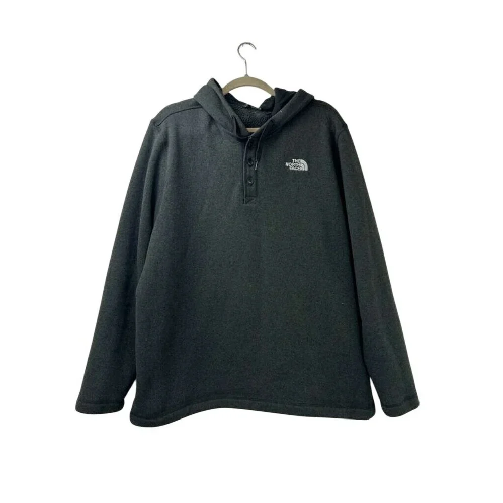 The North Face Men's XXL Hoodie 1/4 Button Sweatshirt Charcoal Gray